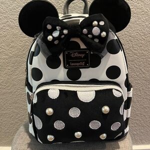 Minnie Mouse Polka Dot Pearl Loungefly Mini Backpack